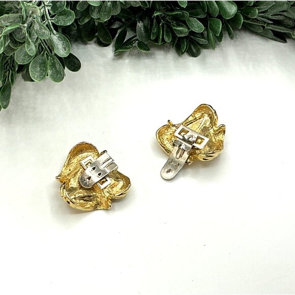 Gold Tone Shoe clips Leaf Shaped Elegant Vintage Look - Picture 4 of 5